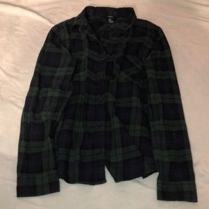 Medium Blue and green button up women’s flannel